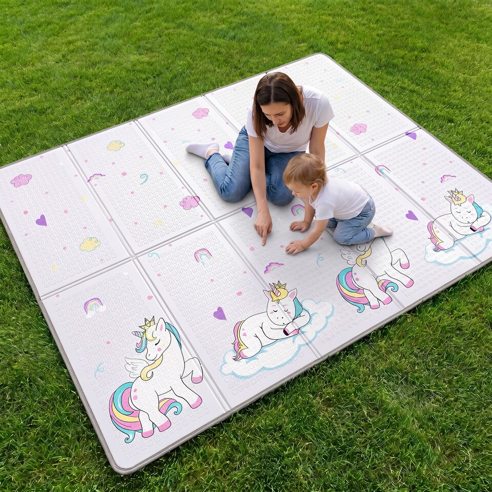 image 1 of Kids Unicorn Play Tent and Play Mat Set