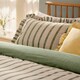 image 2 of Wylder Connie Striped Ruffle Duvet Cover Set | Green | Moss | Super King | 1