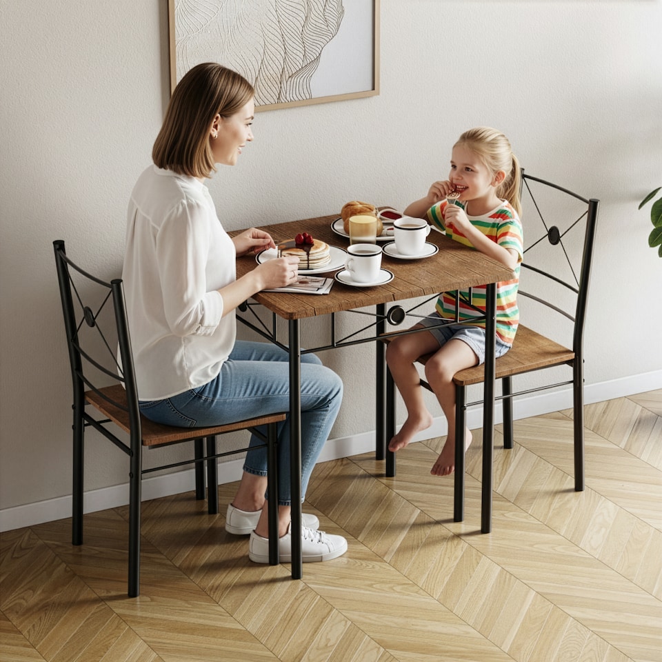 image 1 of Vida Designs Roslyn 2 Seater Dining Set 3 Piece Table & Chairs, Dark Wood