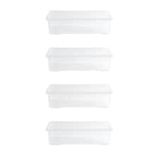 Wham Crystal 4 x 46L Stackable Plastic Storage Boxes with Lids Clear Clear