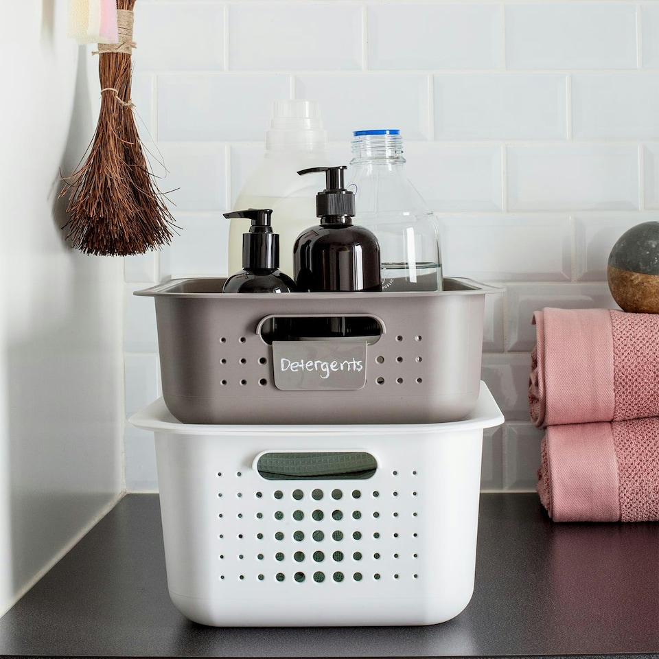 image 1 of SmartStore Recycled Storage Box & Plastic Lid, White | White