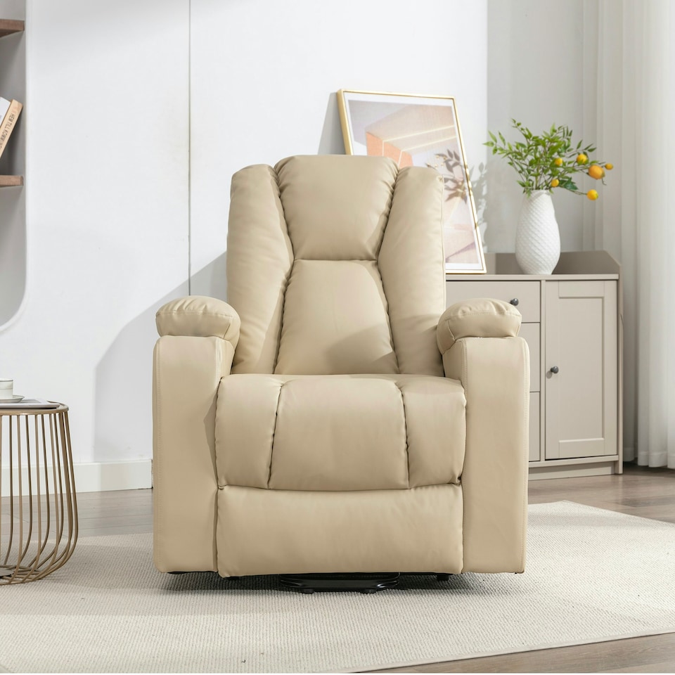 image 1 of Hartville Electric Lift Assist Riser Recliner with Massage and Heat - Cream