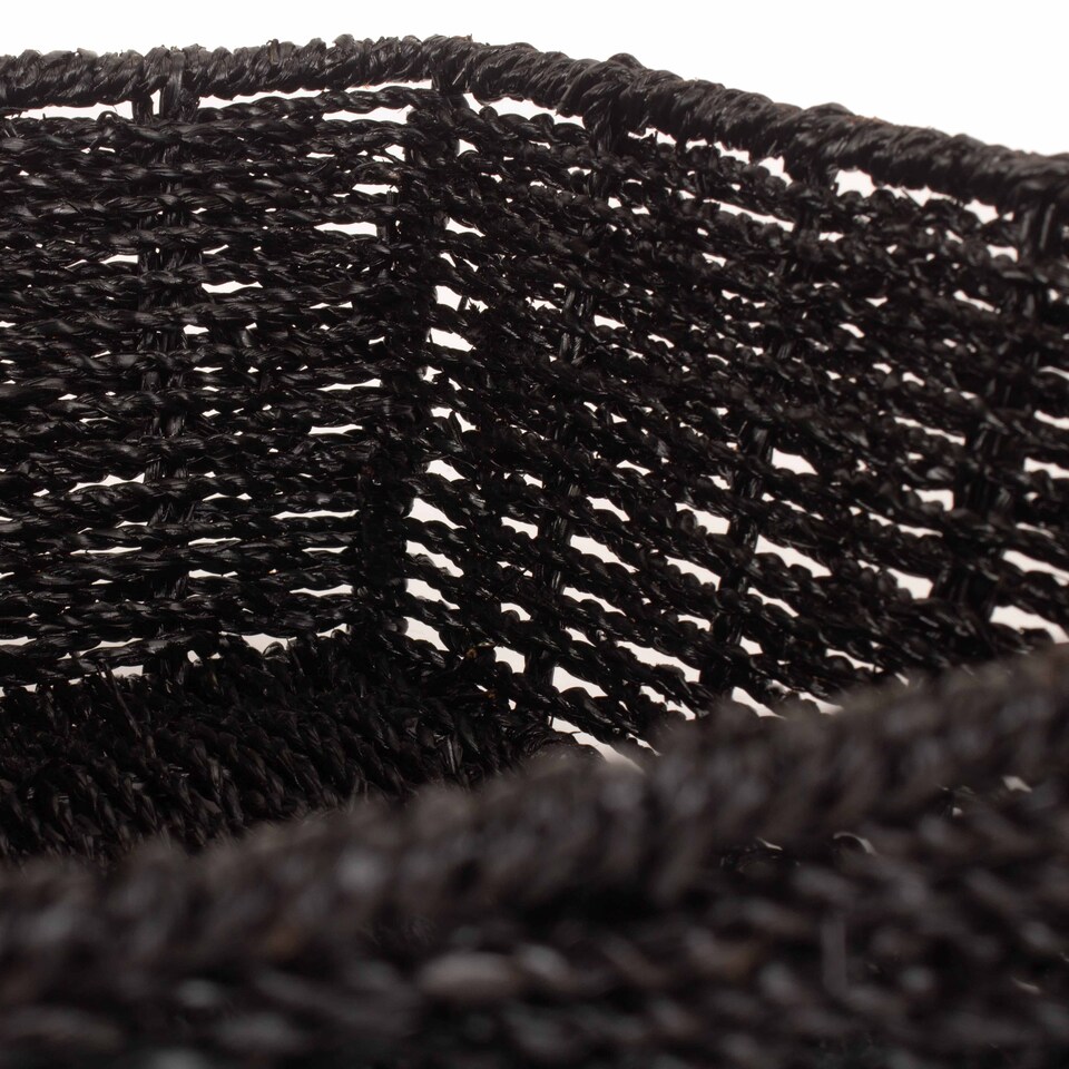image 1 of Small Black Paper Rope Tray | Black | Black | Small