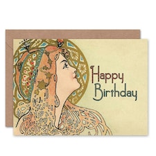 Alphonse Mucha Portrait Art Nouveau For Her Birthday Card