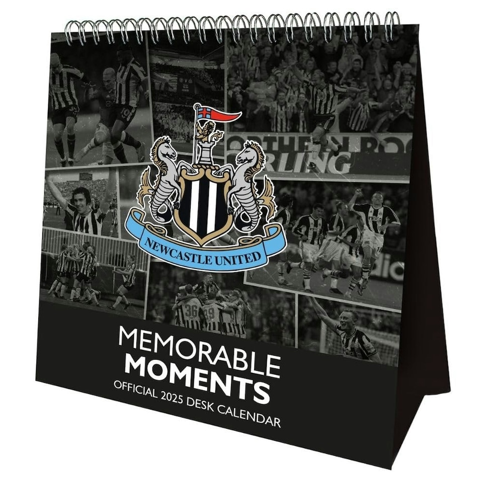 image 1 of Newcastle United FC Memorable Moments 2025 Desktop Calendar - Black/White - 16cm x 17cm