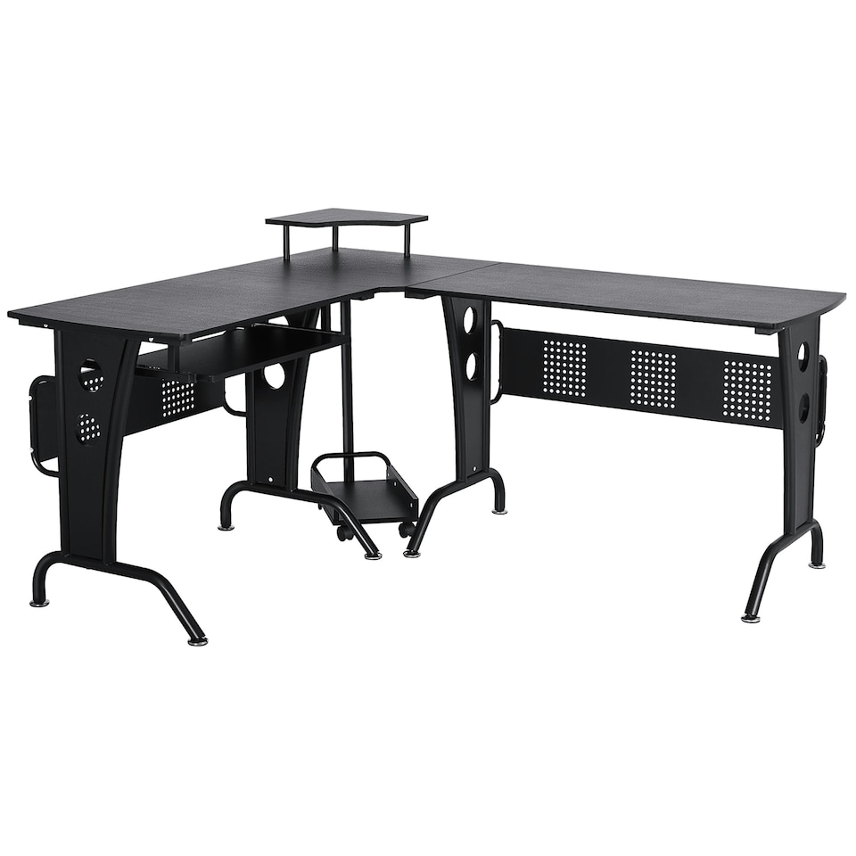 image 1 of HOMCOM Space-Saving Corner Work Office Desk Gaming with Steel Frame