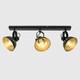 image 3 of ValueLights Industrial Steampunk Style Black And Gold 3 Way Adjustable Ceiling Spotlight