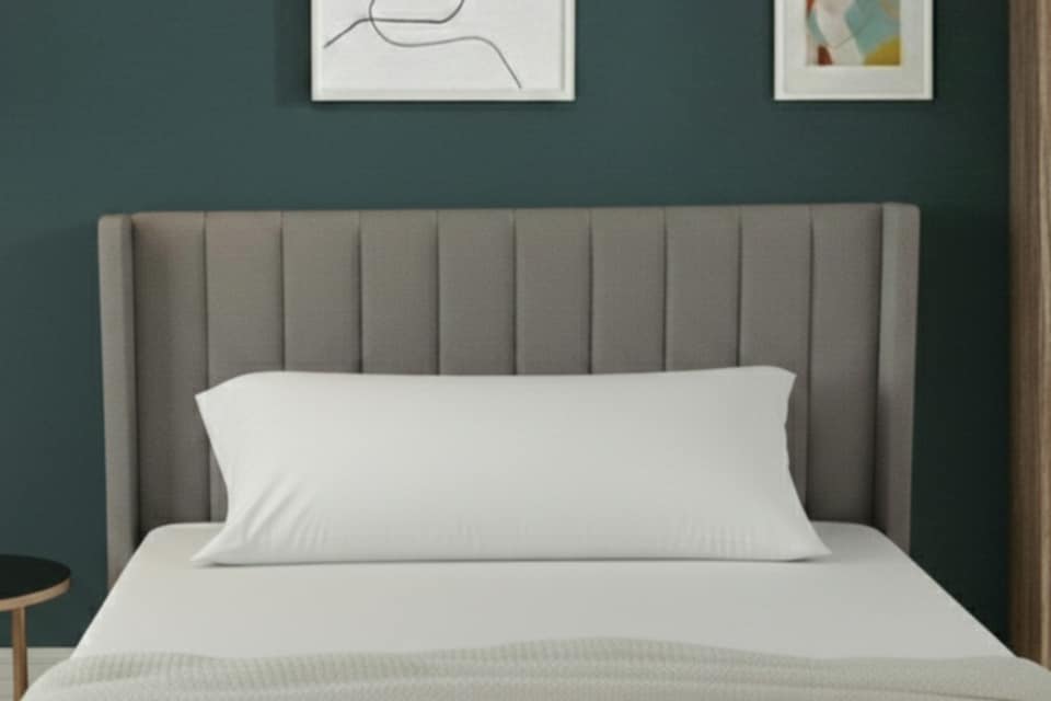 image 1 of Bolster Support Pillow Pillowcase Plain Dyed Pillow Linen Easy Care | White