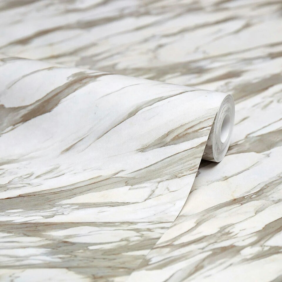 image 1 of Modern Marble Wallpaper in shades of Cream Multi