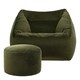 image 4 of Natalia Velvet Adults Bean Bag Armchair and Pouffe, Ready Filled Large Beanbag and Footstool Olive Green | Green | Olive Green | XL | 2