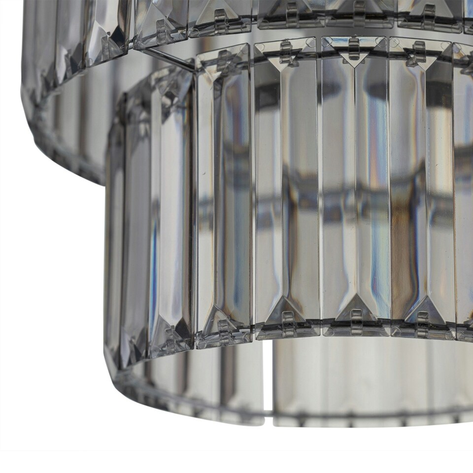 image 1 of First Choice Lighting Set of 2 Clint Smoked Acrylic Crystal Two Tier Easy Fit Pendant Shades Clear | Chrome