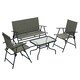 image 1 of Outsunny Outdoor 4 Pieces Patio Furniture Set with Breathable Mesh Fabric Seat & Backrest, Garden Set with Two Foldable Armchairs, a Loveseat & Glass Top Table, Mixed Brown