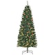 image 1 of HOMCOM 6FT Prelit Pencil Christmas Tree w/ LED Light, Berry, Xmas Decoration