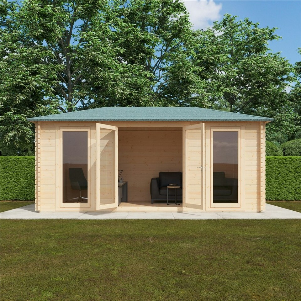 image 1 of 20ft x 10ft (5950mm x 2982mm) Horsforth "The Brooklyn" 44mm Log Cabin With 4 Opening Windows