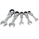 image 2 of 5pc Flexi Stubby Ratchet Spanner 10-19mm Metric Wrench Geared 72 Teeth CRV