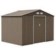 image 1 of Outsunny 9 x 6FT Galvanised Garden Storage Shed with Sliding Door, Brown