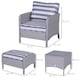 image 5 of Outsunny 5 Pieces PE Rattan Garden Furniture Set with 10cm Thick Padded Cushions, Wicker Weave Outdoor Seating Chairs with 2 Armchairs, 2 Stools, Glass Top Table, Grey and White