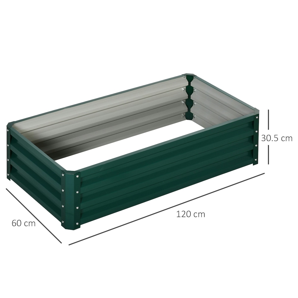 image 1 of Outsunny Raised Garden Bed Elevated Planter Box for Flowers Green