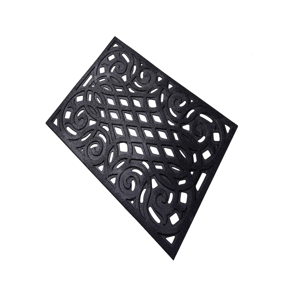image 1 of Nicoman Victorian Style Rubber Outdoor Door Mat Black 60 x 40cm