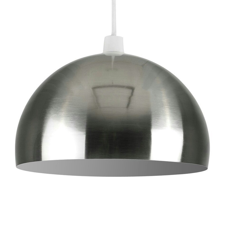 image 1 of ValueLights Modern Brushed Chrome Metal Dome Ceiling Pendant Light Shade