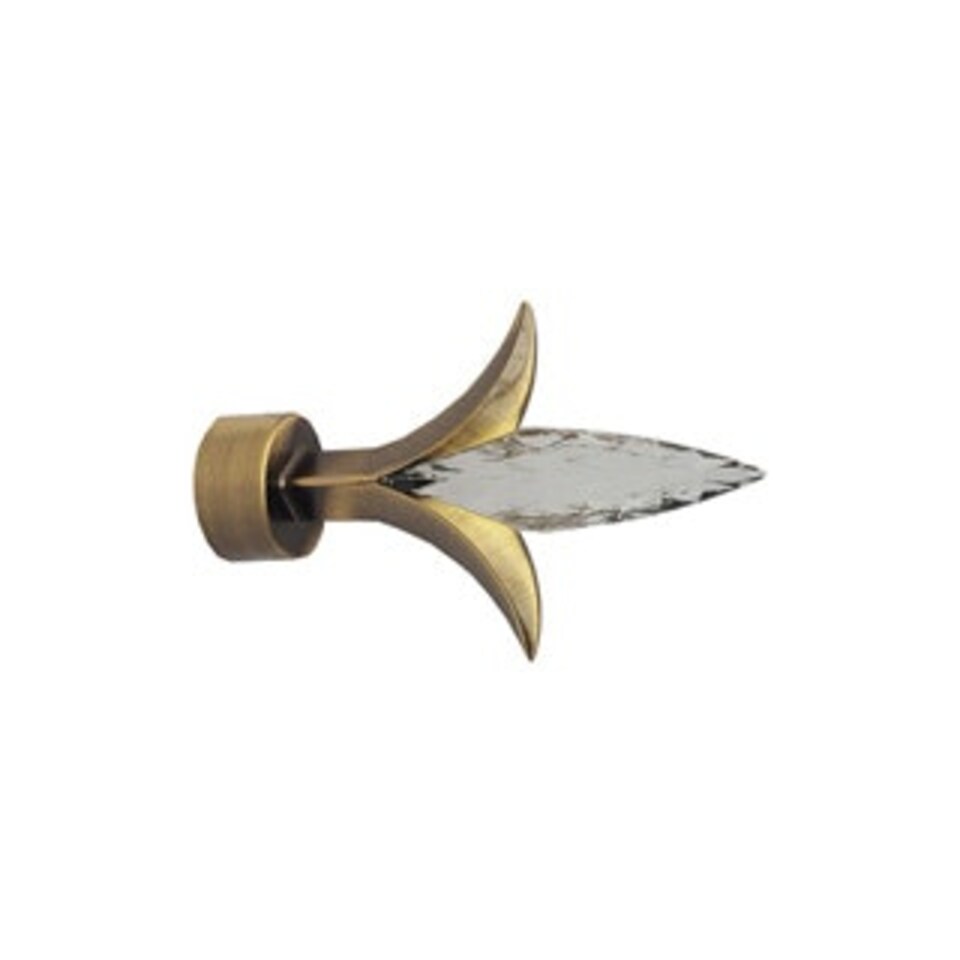 image 1 of 35mm Fixed Length Metal Curtain Pole Set Antique Brass Fleur de Lys Finial 160cm | Bronze | Bronze