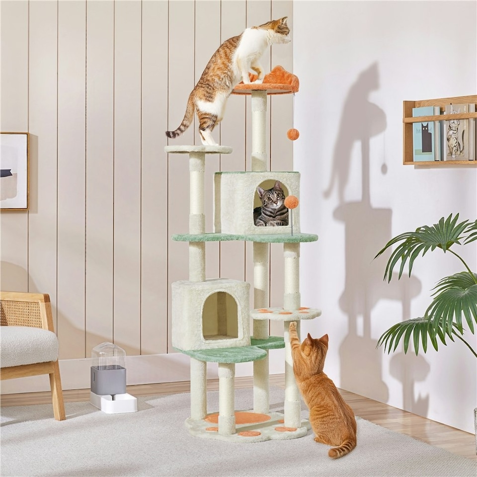 image 1 of Yaheetech 164 cm Cat Paw-Shaped Play Tower Beige