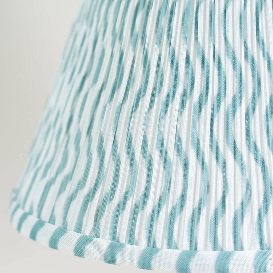 image 1 of ValueLights Riza Tapered Green Arrow Fabric Pleat Small Lamp Shade & Bulb | Blue