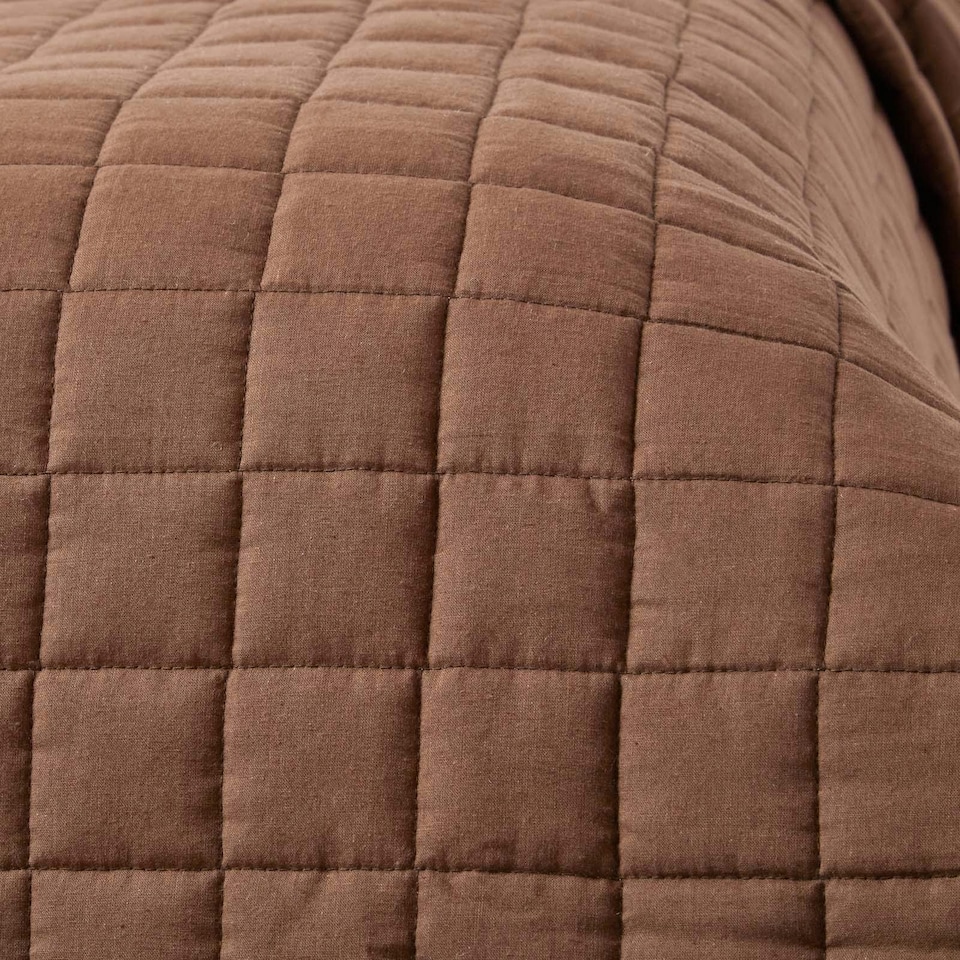 image 1 of Homescapes Cotton Quilted Reversible Bedspread Chocolate Mink Brown - 200 x 200 cm