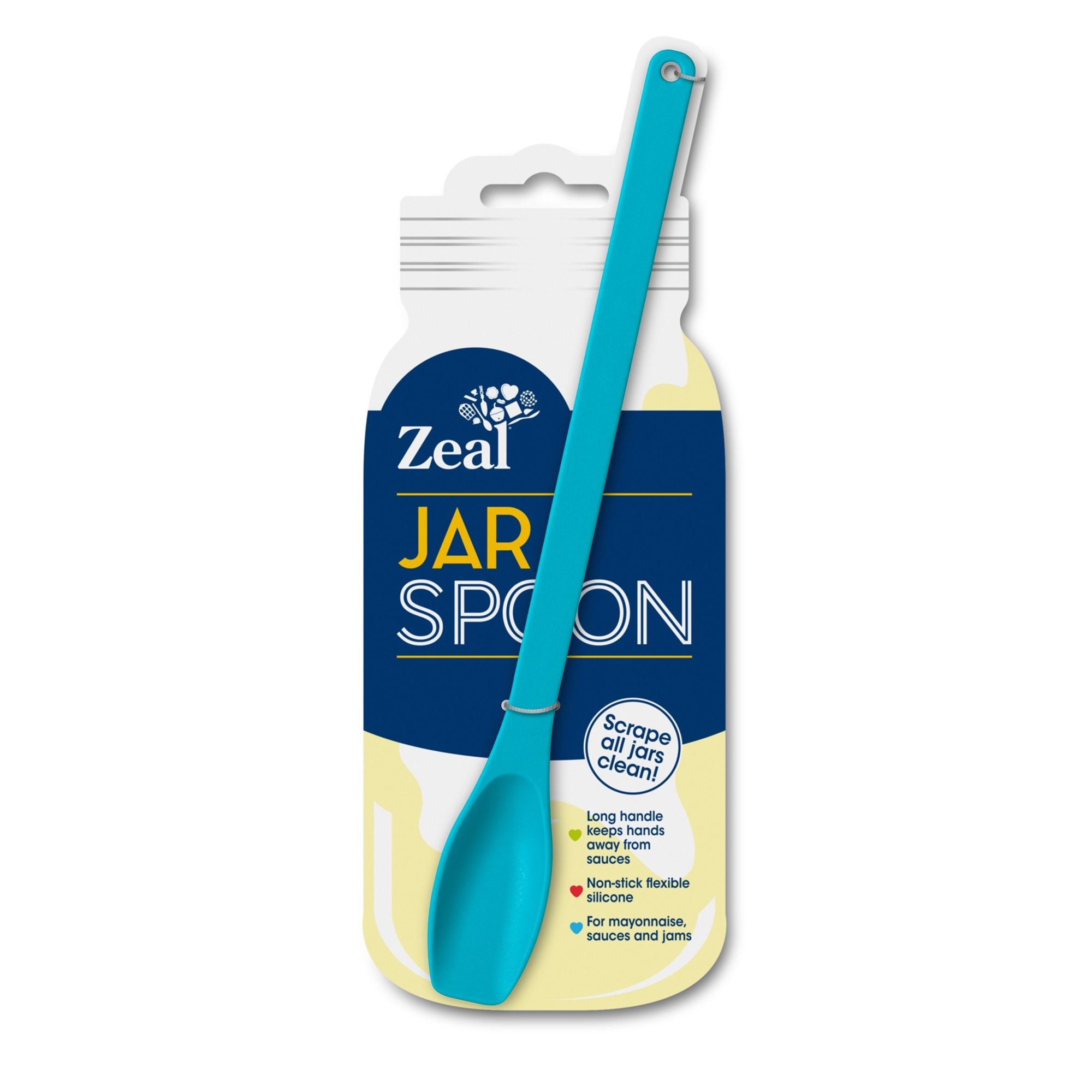 Zeal Silicone Jar & Mayo Spoon, Long Handle Jar Spoon, Aqua