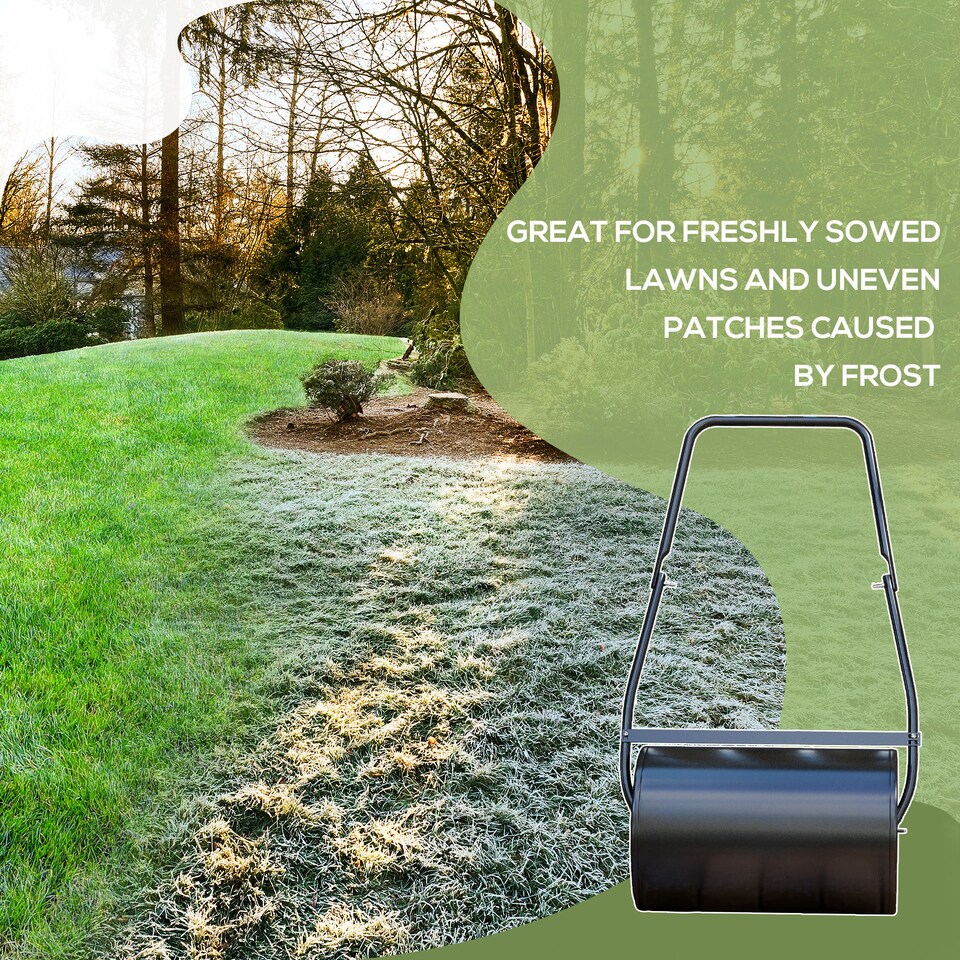 image 1 of DURHAND Garden Lawn Roller 38L Steel Push Grass Mower Water Sand Filled