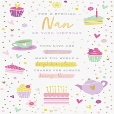 Words 'n' Wishes Traditional Nan Birthday Card, Birthday Card Nan, Multi-Coloured, 21.7 x 14.4 cms