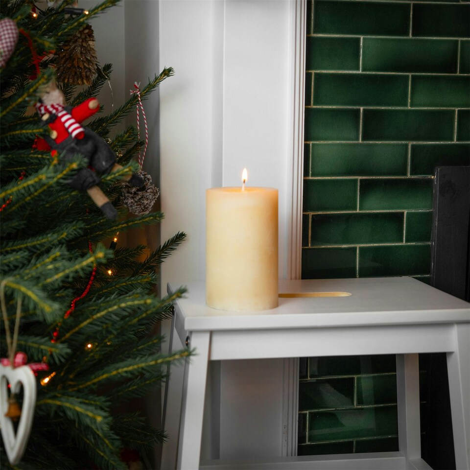 image 1 of Nicola Spring Round Vanilla Pillar Candle - 110 Hours - Cream