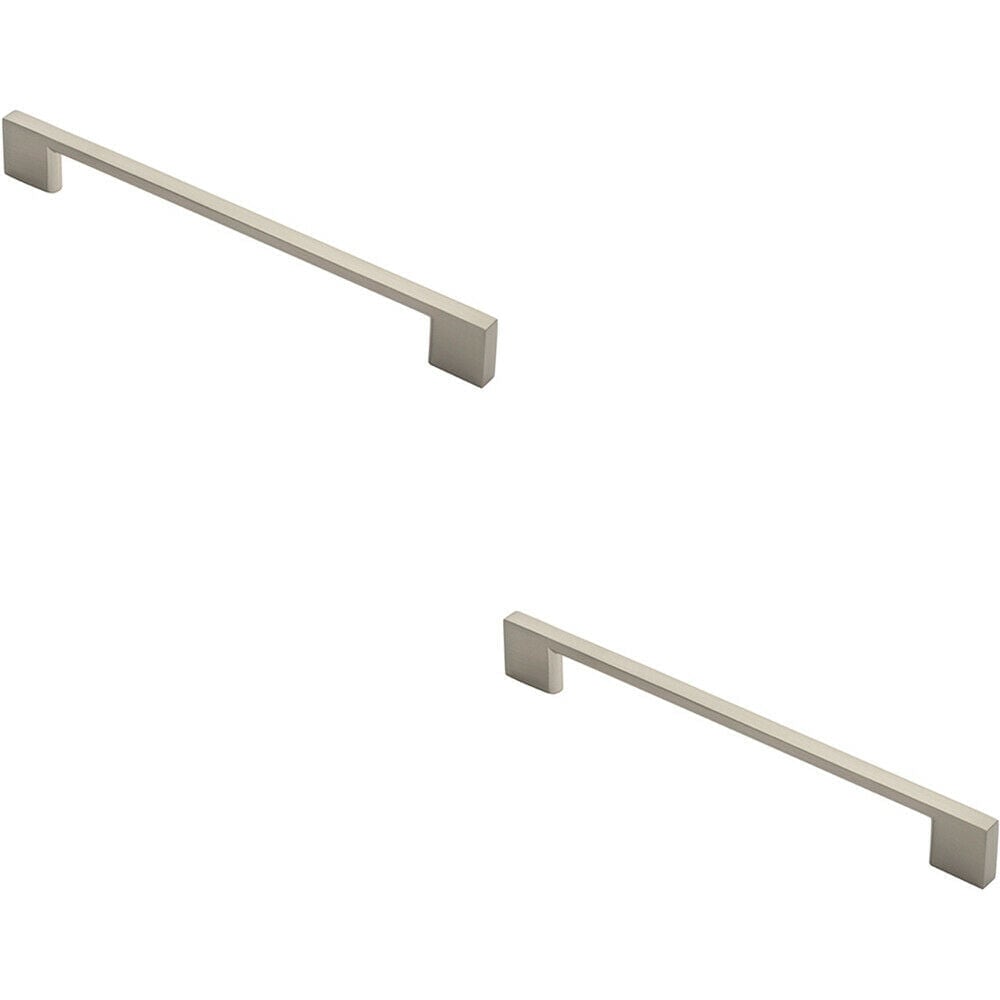 Loops 2x Slim D Shape Pull Handle 220 x 8.5mm 192mm Fixing Centres Satin Nickel in Metallics