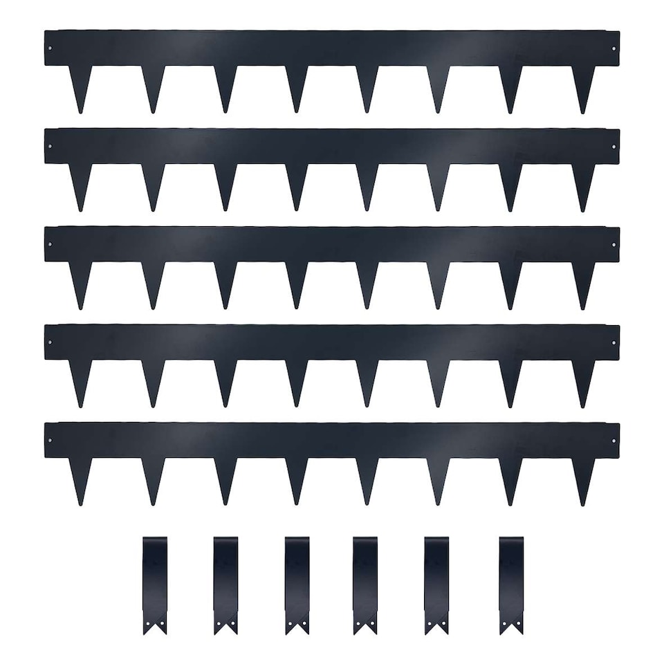 image 1 of 1m Heavy Duty Metal Garden Borders with Pega - Set of 5 | Grey | Grey