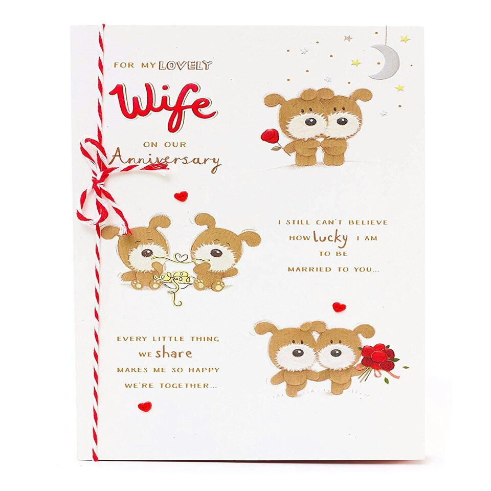 image 1 of Wife Anniversary Card with Cute Dogs