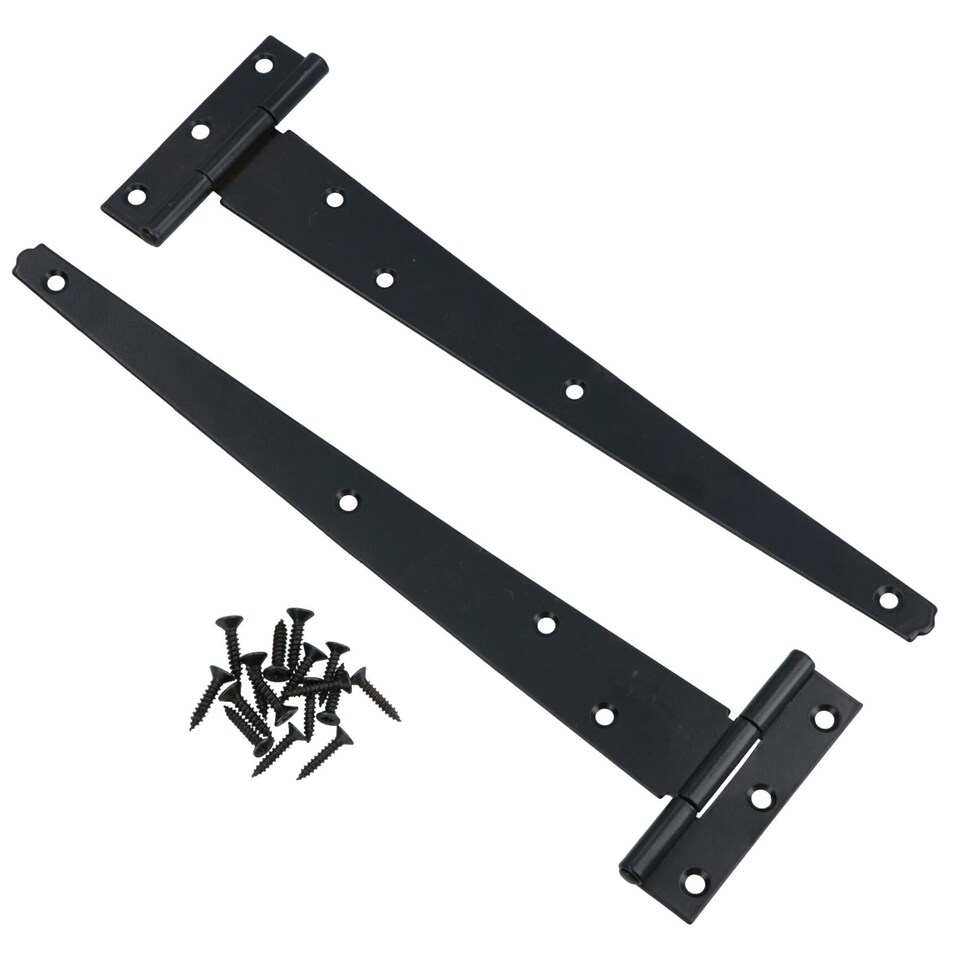 image 1 of 10in / 250mm Heavy Duty T Tee Hinges For Shed + Garden Gates Black Finish 8pc