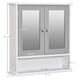 image 5 of kleankin Mirror Cabinet Wall Mounted with Double Mirrored Doors, Hanging Cabinet with Cupboard and Shelf, Bathroom Wall Storage Organiser, Grey