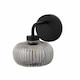image 1 of ValueLights Amaia Black IP44 Smoke Ribbed Glass Wall Light & Bulb | Black
