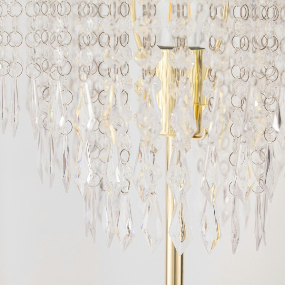 image 1 of First Choice Lighting Cascada Gold and Acrylic Crystal Jewelled Floor Lamp Gold | Clear