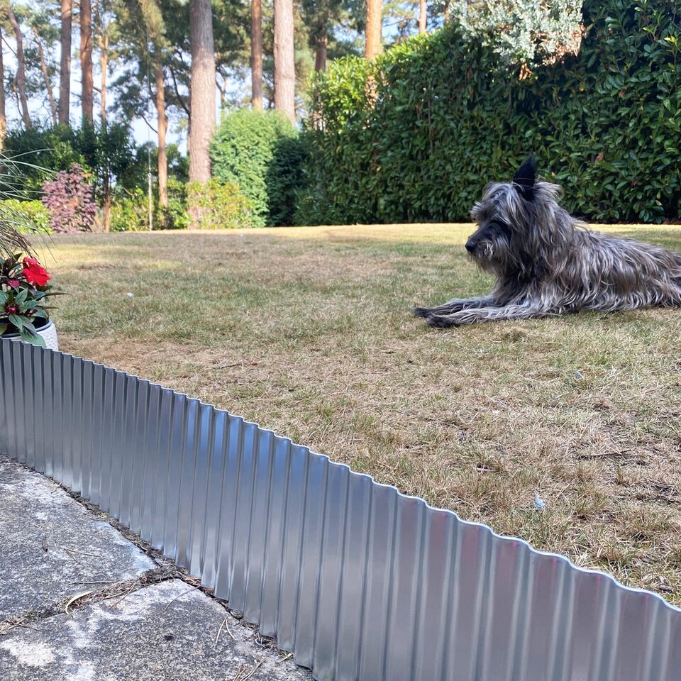 image 1 of Galvanised Metal Corrugated Garden Lawn Edging (5m x 16.5cm) - 12 Rolls