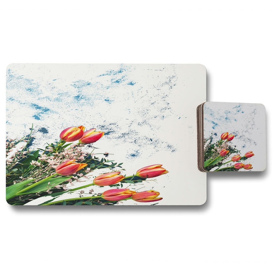 image 1 of Flowers On Marble (Placemat & Coaster Set)