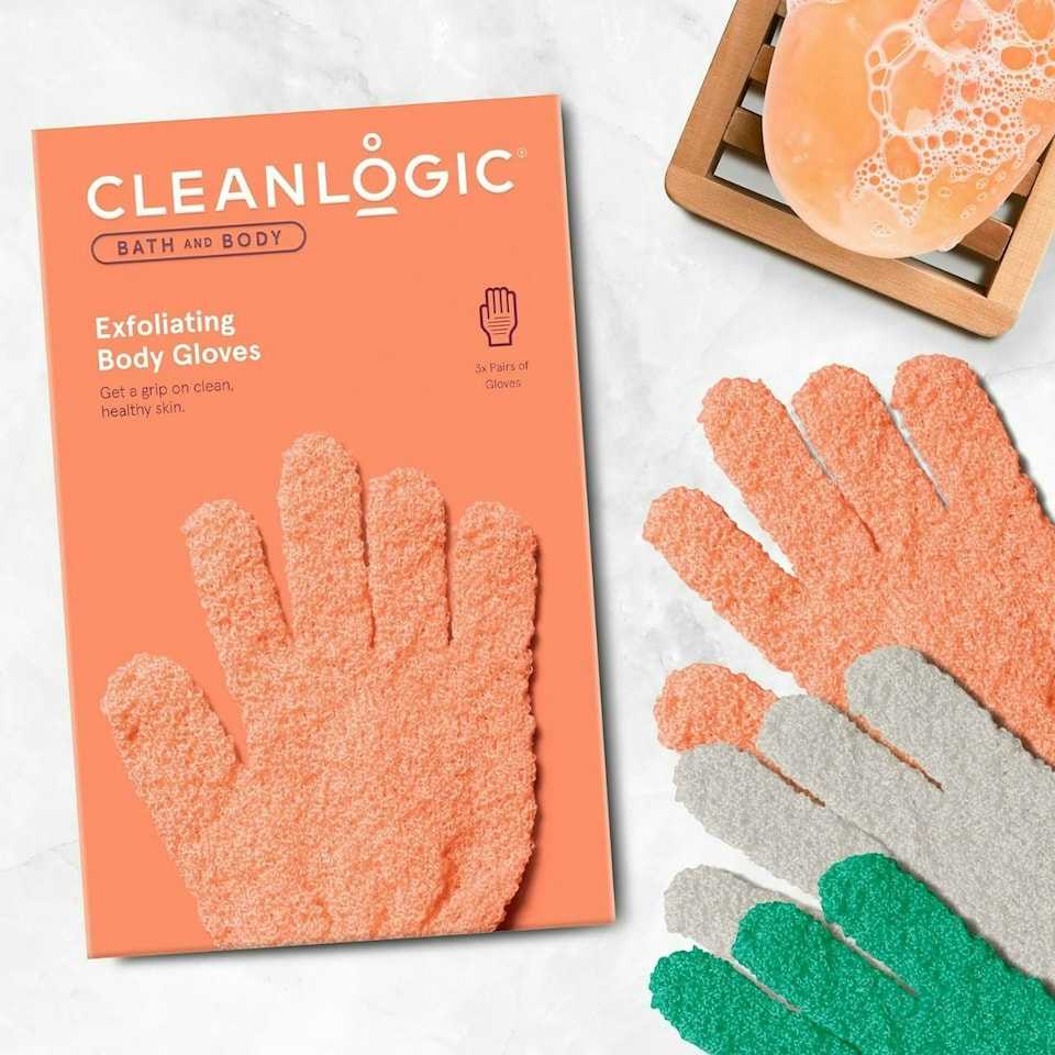 image 1 of Cleanlogic Bath and Body Exfoliating Stretch Body Gloves Contains 3 Pairs