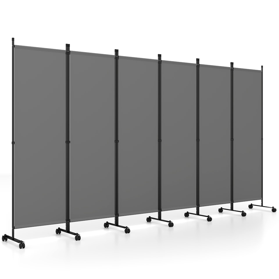 Panel Support Frame COSTWAY Room Divider 6-Panel Folding Privacy Screen with Lockable ...