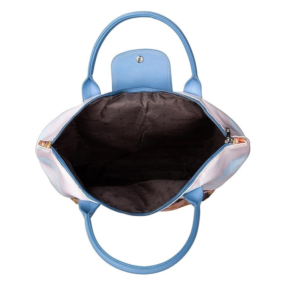 image 1 of Signare Foldable Shopper Tote Bag Poppy Field | Blue | One Size