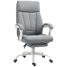 Vinsetto Fabric Office Chair for Home with Arm, Foot Rest, Wheels, Grey