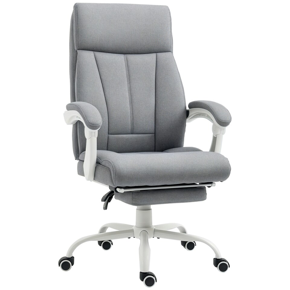 image 1 of Vinsetto Fabric Office Chair for Home with Arm, Foot Rest, Wheels, Grey