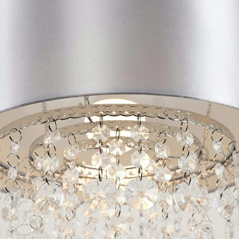 image 1 of ValueLights Pair Of Acrylic Jewel Effect Droplet Grey Ceiling Pendant Light Shades