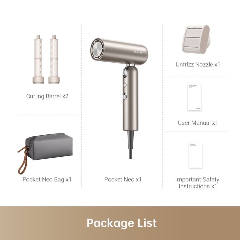 image 1 of Dreame Pocket Neo Gold hair dryer