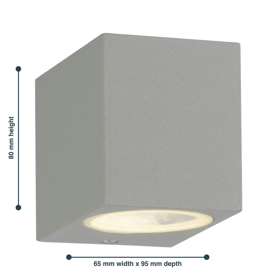 image 1 of Set of 2 Falmouth - Grey Downwards Outdoor IP44 Wall Lights Grey | Clear