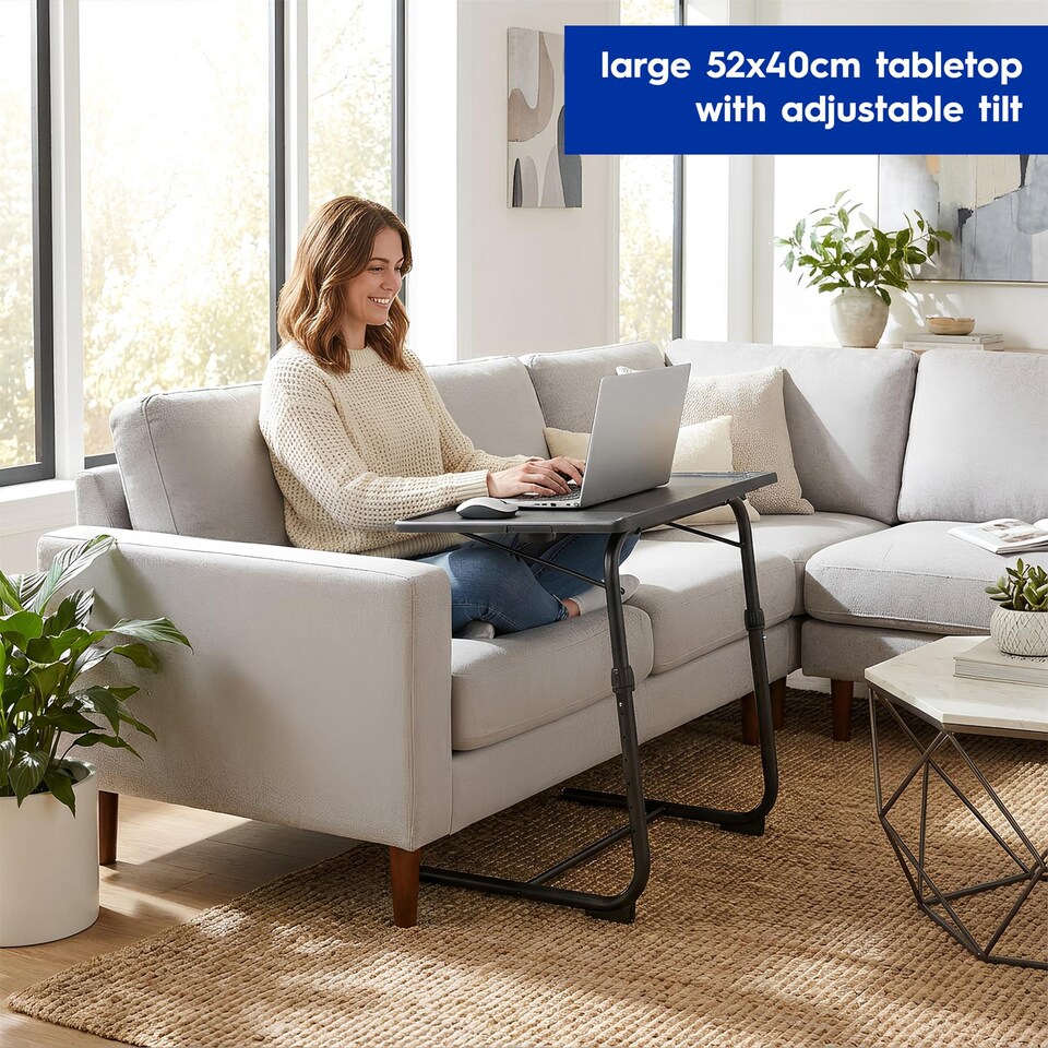 image 1 of Harbour Housewares Height Adjustable Folding Laptop Table - Black